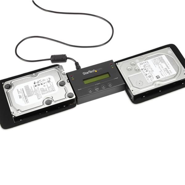 High-speed standalone SATA drive duplicator and eraser for 2.5in/3.5in drives with USB 3.0, 14GBpm cloning speed.