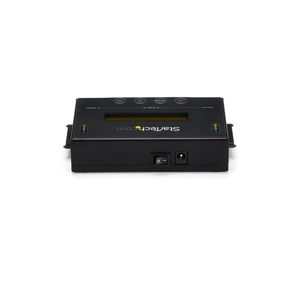 High-speed SATA drive duplicator and eraser for 2.5in/3.5in drives with LCD display and USB 3.0 connectivity.