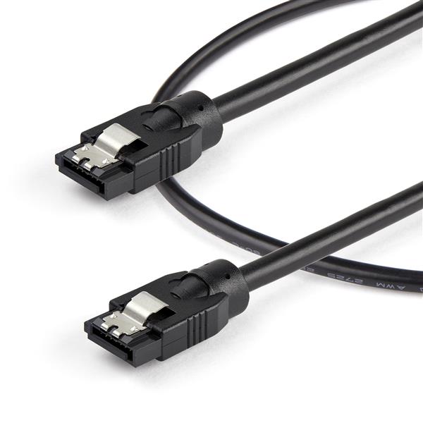 0.3m Round SATA Cable with Latching Connectors - 6Gbps High-Speed Data Transfer