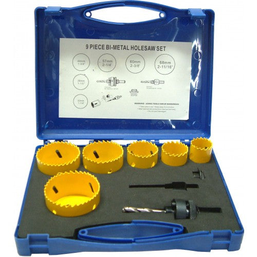 Holesaw Set Plumbers 22mm - 64mm   9pc Bimetal