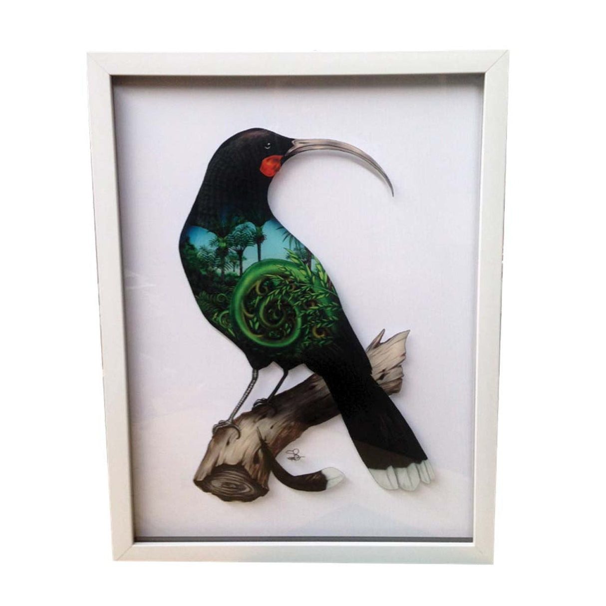 Sophie Blokker Kiwiana Framed Print on Glass - Huia