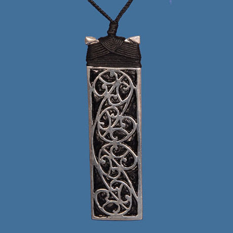 Silver plated Maori Adze pendant featuring a 100mm high design, symbolizing strength and crafted with M?ori cultural heritage.