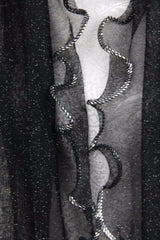Scarf - Lurex With Curly Edge -  Black