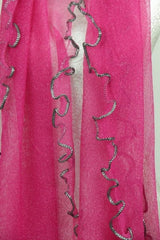 Scarf - Lurex With Curly Edge - Pink