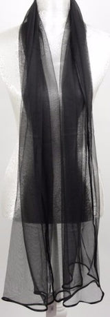 Scarf - Chiffon Net With Satin Edge - Black