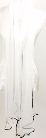 Scarf - Chiffon Net With Satin Edge - White