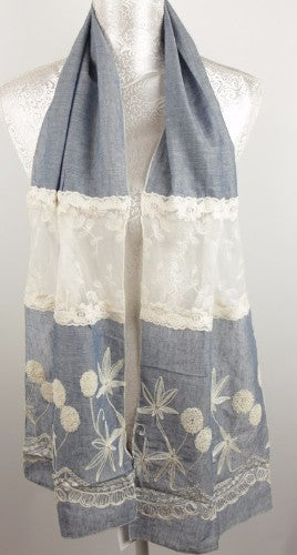 Lace And Embroidery Botanical - BLUE
