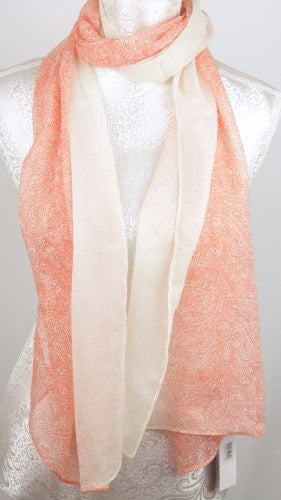 Paisley White Edge Scarf - PEACH