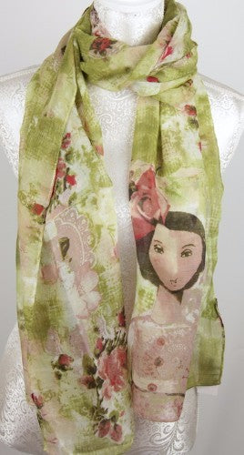 Lady On Green Scarf