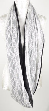 Lace On Knit Infinity Scarf - Black