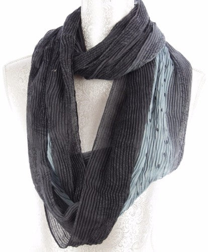 Pleat Infinity Scarf - Green - Green