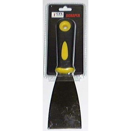 Xcel 2-1/2" paint scraper with soft rubber grip for smooth scraping and versatile home renovation tasks.