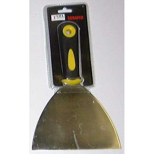 Xcel 6-inch paint scraper with soft rubber grip for efficient paint removal and surface prep tasks.