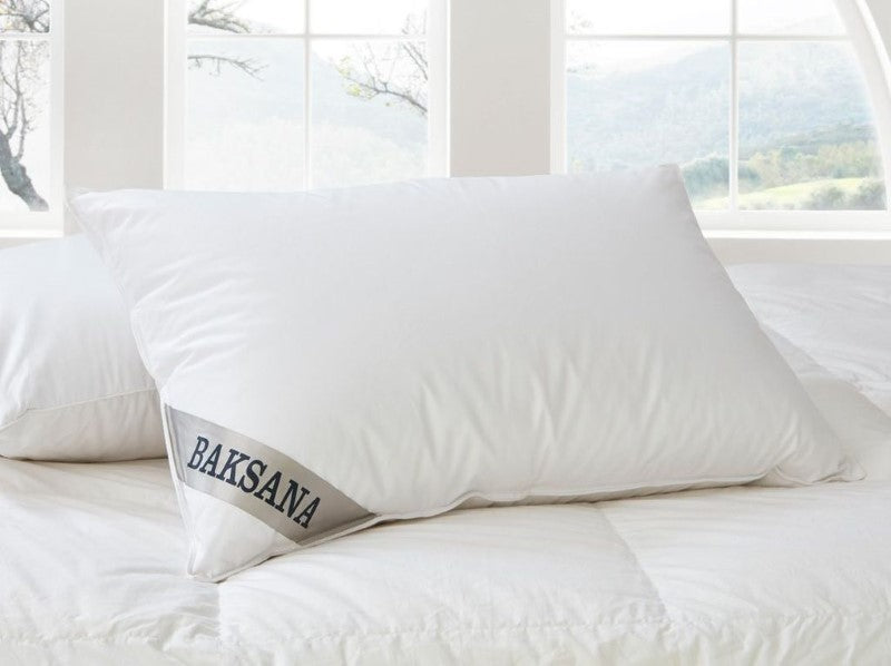 BAKSANA Double Chamber Pillow features dual-layer design for optimal support with Hungarian goose feathers and down.