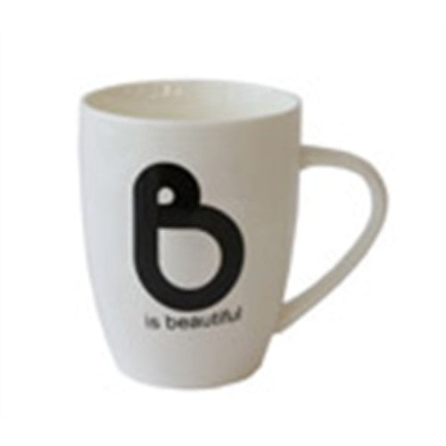 Mug `B Is Beautiful` B/W 11x10cm Bone