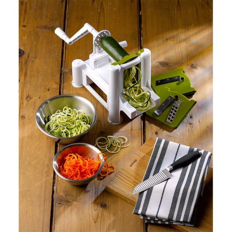 Dexam Spiralizer with 3 blades, perfect for creating healthy vegetable noodles and slices easily, no electricity needed.