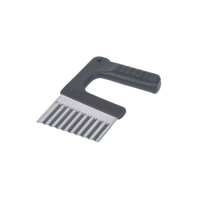 Dexam Crinkle Cutter with stainless steel blade for wavy cuts on vegetables and chips, featuring an ergonomic black handle.