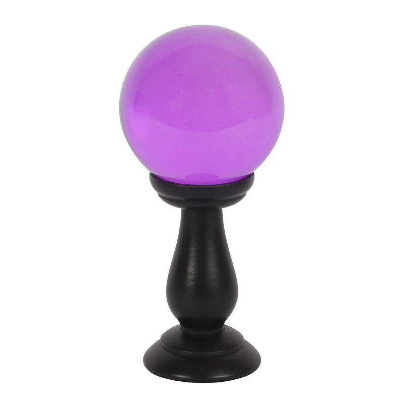 Purple Small Crystal Ball on Wooden Stand 90mm