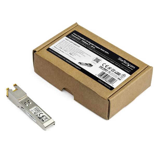 Cisco compatible 10GBASE-T SFP+ copper module with RJ45, 10Gbps speed, 30m reach, and hot-swappable design for easy upgrades.