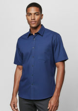 Micro Mens Check Short Sleeve Shirt - Navy