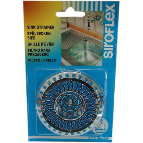 Siroflex Sink Strainer CP #2200/S in silver, designed to fit 30mm drains, captures food debris for clogs-free drainage.