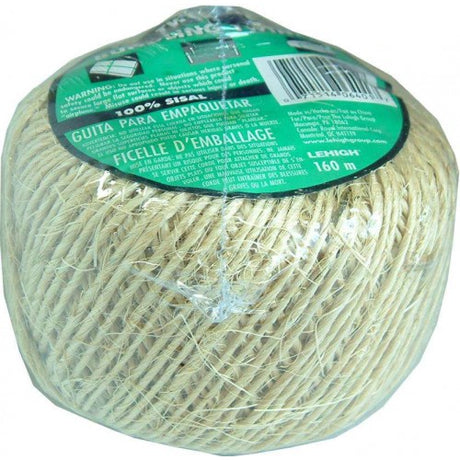 Strong eco-friendly sisal garden twine ball, 525' for securing plants and DIY projects.