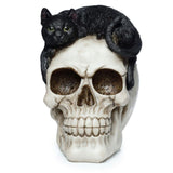 Ornament - Skull with Black Cat (15cm)