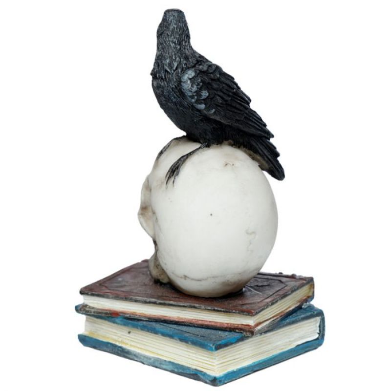 Ornament - Crow Standing on Skull and Books (10cm)