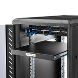 55cm (22in) Black Deep Sliding Server Rack Shelf - 1U Pull-Out Drawer for Equipment Storage