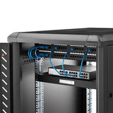 55cm (22in) Black Deep Sliding Server Rack Shelf - 1U Pull-Out Drawer for Equipment Storage