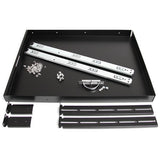 55cm (22in) Black Deep Sliding Server Rack Shelf - 1U Pull-Out Drawer for Equipment Storage