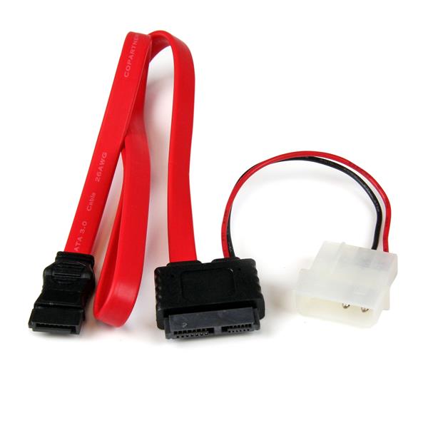 50cm Slimline SATA to SATA Adapter with LP4 Power Cable - Ideal for Upgrades & Repairs