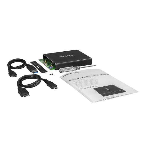 High-Speed Dual-Slot M.2 NGFF SATA SSD Drive Enclosure - USB 3.1 RAID Storage Solution