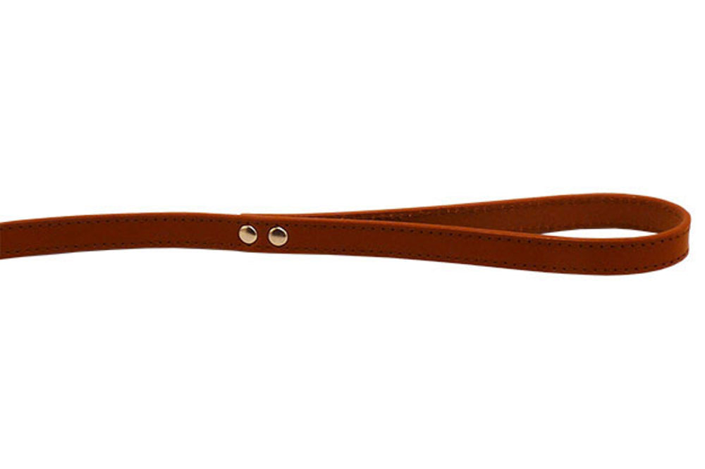 Dog Lead - Leather Stitched 16mm Lead - Cognac   -100cm