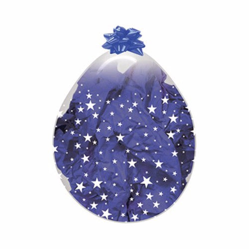 Pack of 6, 45cm clear latex balloons with star designs, perfect for stuffing and festive celebrations.