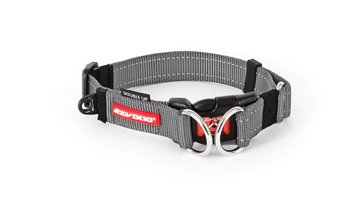 Dog Collar - EzyDog Collar Double Up Grey - Small