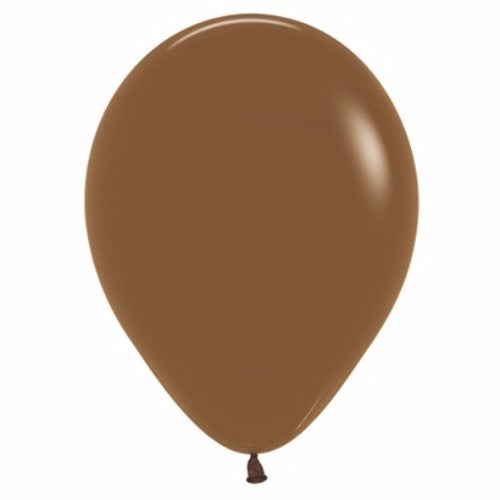 Pack of 100 Coffee Brown 30cm latex balloons, perfect for elegant celebrations and versatile decor options.
