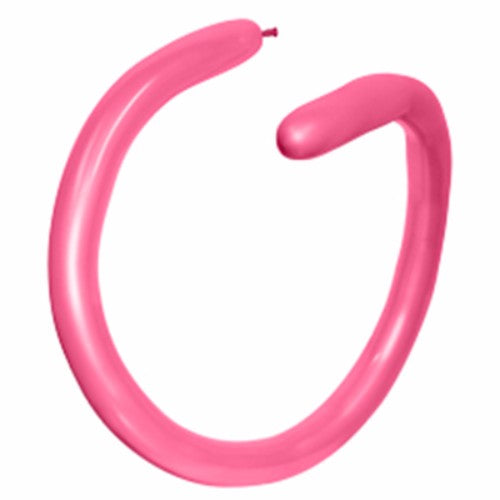 Pack of 100 vibrant 260QT fuchsia latex balloons, perfect for party décor and balloon art, measuring 5cm x 150cm when inflated.