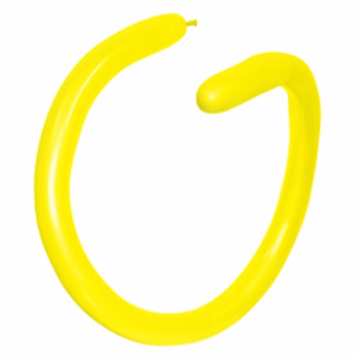 Pack of 100 vibrant yellow modelling balloons, 260QT size, ideal for balloon artistry and fun decorations.