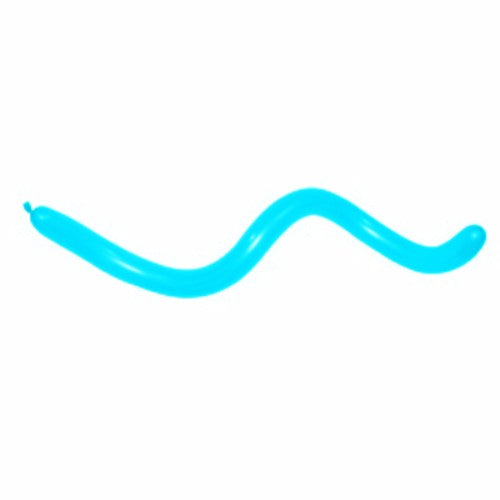Pack of 20 Caribbean blue modelling latex balloons, perfect for creative balloon twisting and festive decorations.