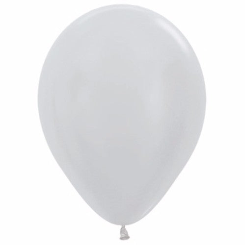 Pack of 25 Metallic Pearl Silver Balloons, 30cm, ideal for elegant celebrations and decorative displays.