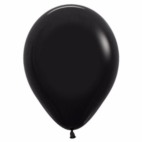 Pack of 50 stylish 12cm black latex balloons, perfect for parties and celebrations.
