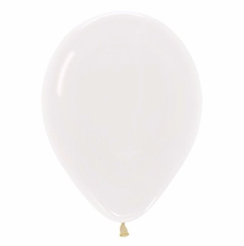 Pack of 50 clear 12cm latex balloons, perfect for elegant celebrations and customizable decor.