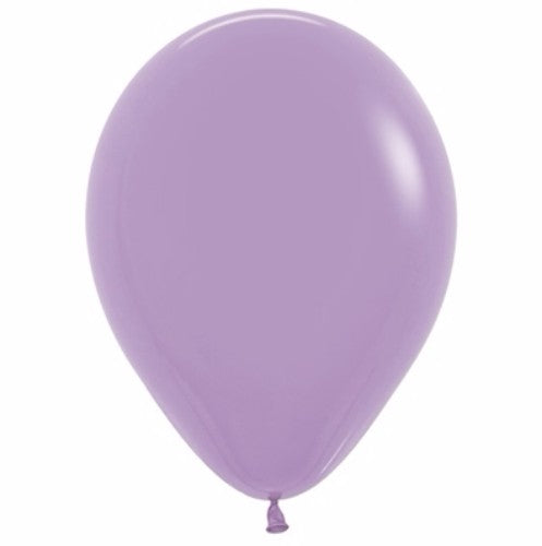 Pack of 50 lilac purple latex balloons, 12cm, ideal for party decorations and versatile arrangements.
