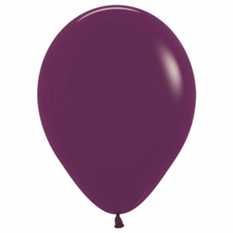 Pack of 100 elegant 30cm burgundy latex balloons, perfect for weddings and celebrations, both for helium and air filling.