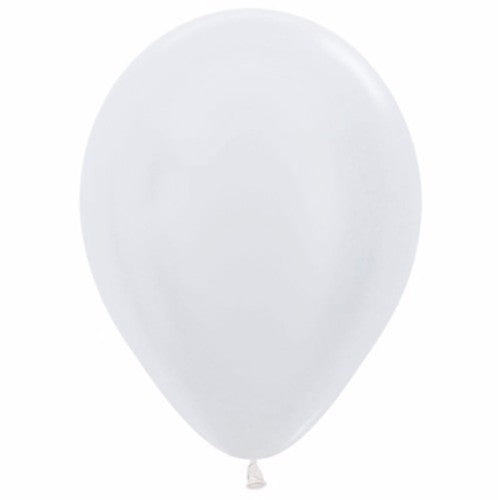 Pack of 100 Pearl Satin White 30cm latex balloons, perfect for elegant celebrations and versatile decorations.