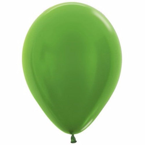 12cm Metallic Pearl Lime Green Latex Balloons  - Pack of 50