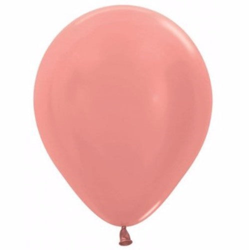 12cm Metallic Pearl Rose Gold Latex Balloons in a pack of 50, ideal for weddings and celebrations with a stunning finish.