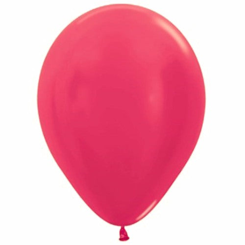 Pack of 100 metallic pearl fuchsia magenta balloons, perfect for adding elegance to any celebration.