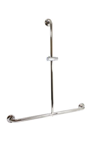 Disability Slide Shower w/800mm Grab Rail - Polished Stainless Steel